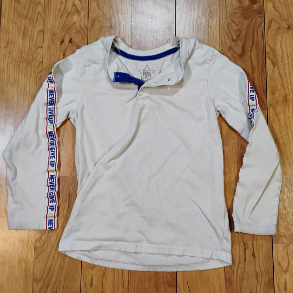 365 Kids Garanimals Boy's Size 10 White Qtr. Button Long Sleeve Tee Shirt